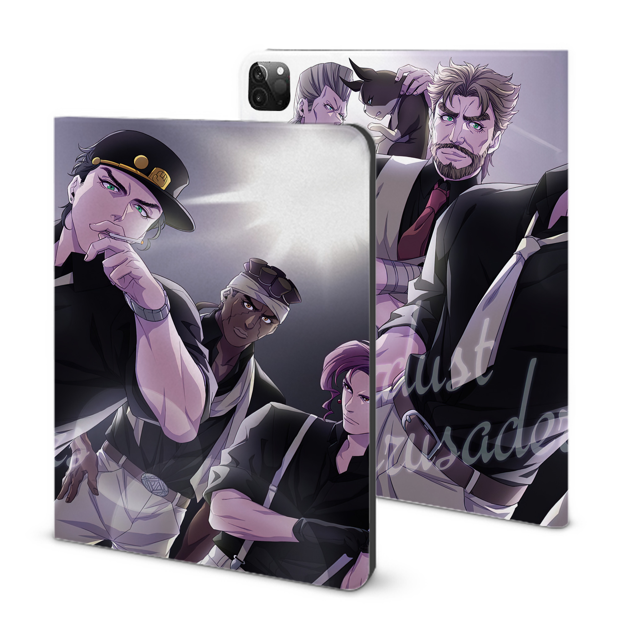 （画像用） ジョジョの奇妙な冒険 JoJo's Bizarre Adventure IPadケース ペンホルダー付き ブックスタイルデザイン
